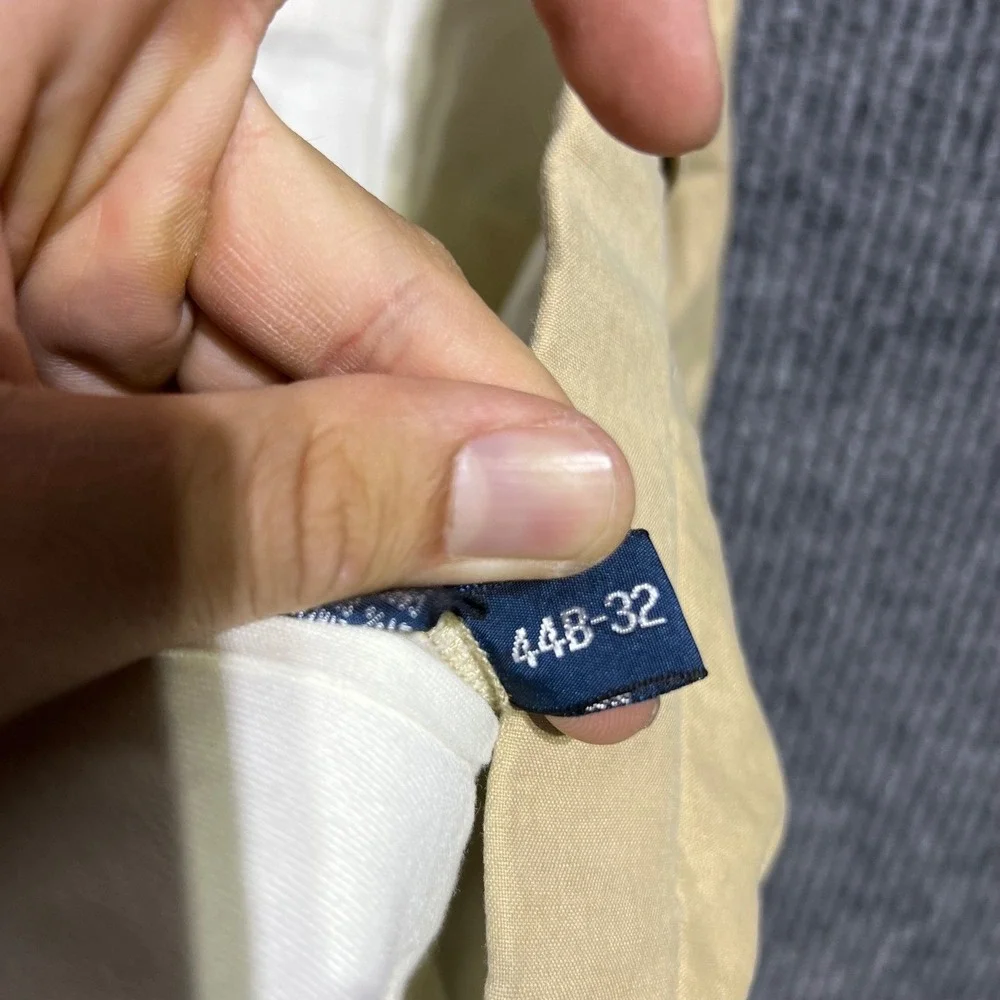 Vintage Polo Ralph Lauren Trousers Mens 44B-32 Tan Linen Silk Blend Pleated